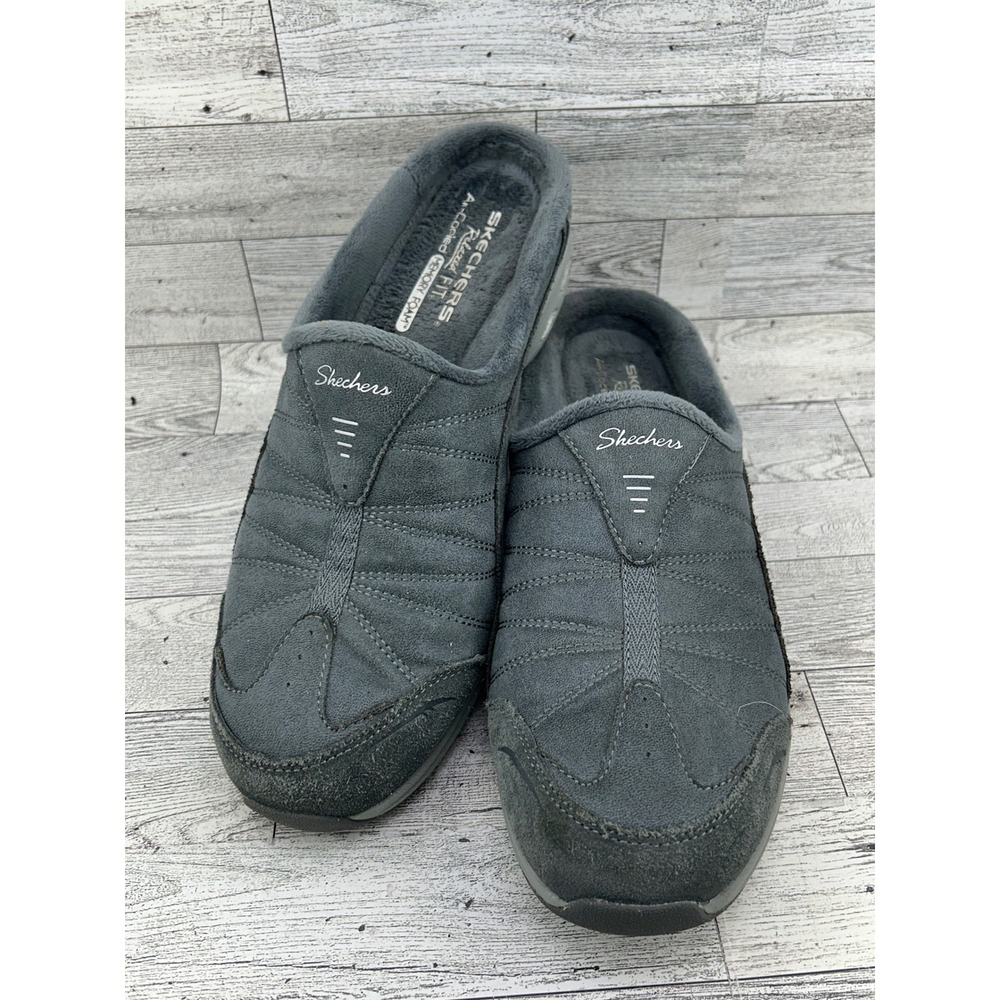 Skechers Relaxed Fit Women Sz‎ 11 Charcoal Grey Memory Foam Mule Sneakers 100318